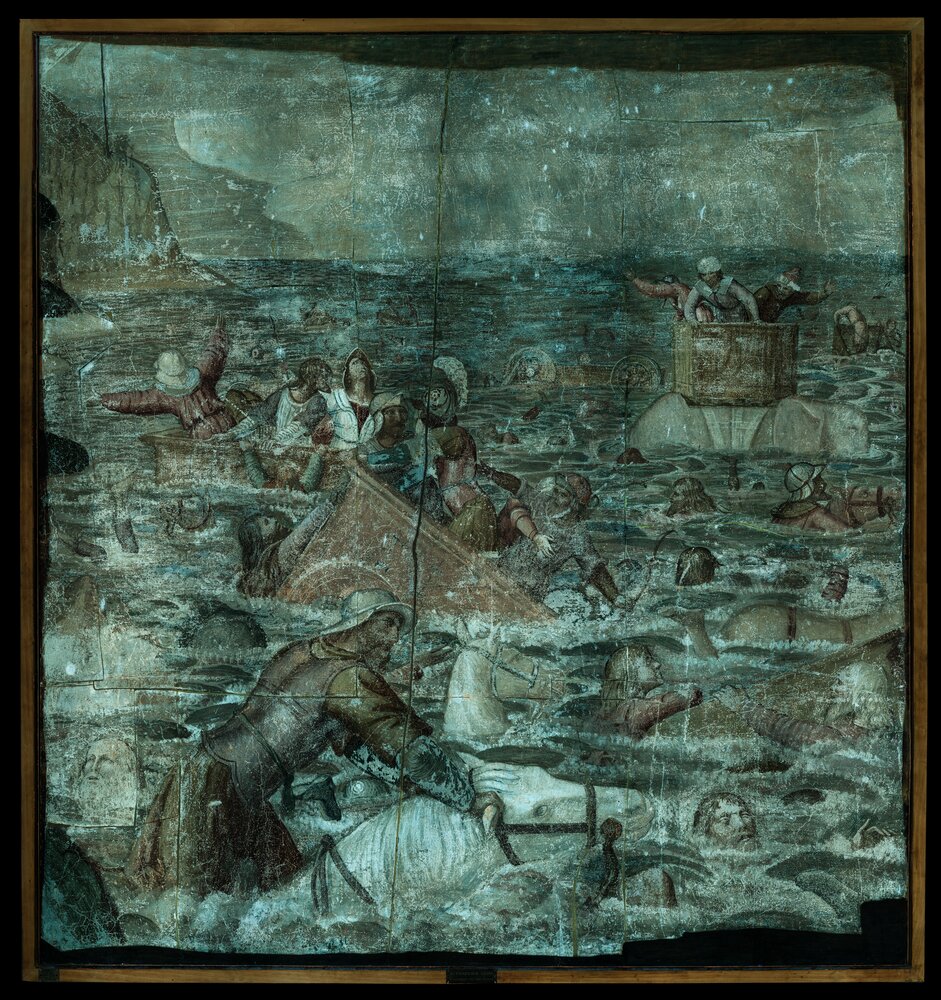 Milano, Pinacoteca di Brera, B. Luini, L'esercito egiziano sommerso dal mar Rosso, inv. 5524 - analisi UV