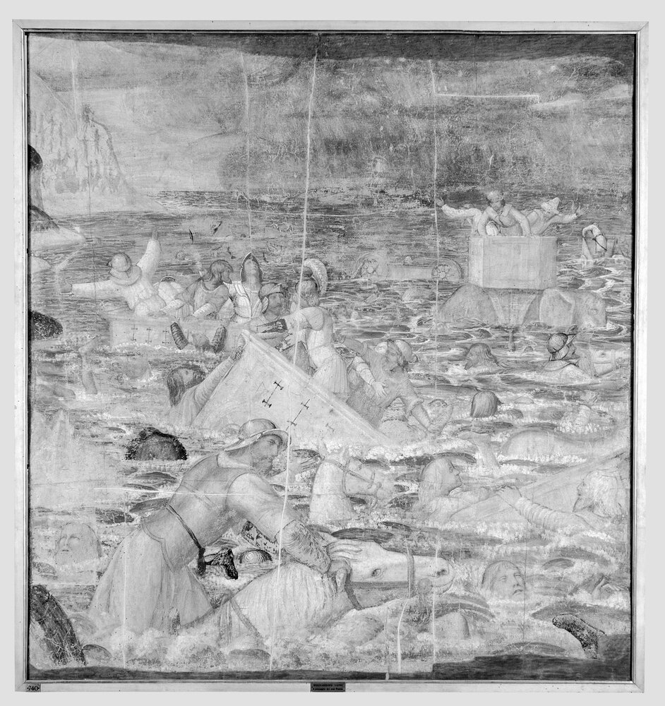 Milano, Pinacoteca di Brera, B. Luini, L'esercito egiziano sommerso dal mar Rosso, inv. 5524 - infrarosso falso colore (950 nm)