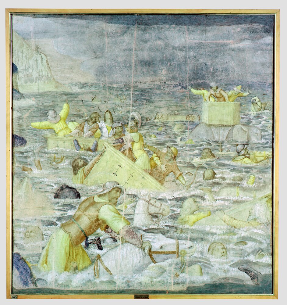 Milano, Pinacoteca di Brera, B. Luini, L'esercito egiziano sommerso dal mar Rosso, inv. 5524 - infrarosso in falso colore (950 nm)