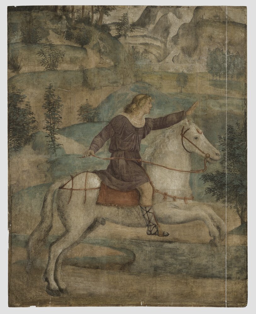 Milano, Pinacoteca di Brera, B. Luini, Severe fugge dalle ninfe salvato da Mercurio trasformato in cavallo, inv. 9 - durante il restauro