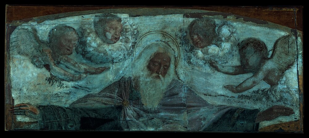 Milano, Pinacoteca di Brera, B. Luini, Dio padre e angeli, inv. 5533 - analisi UV