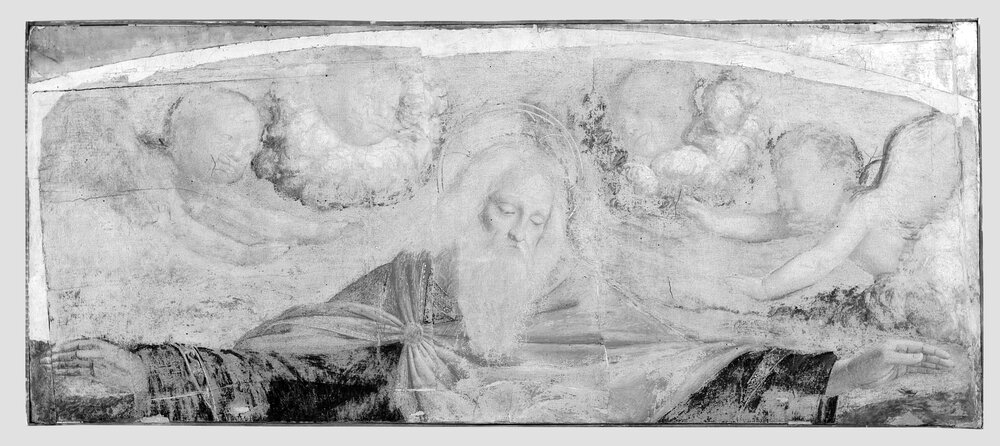 Milano, Pinacoteca di Brera, B. Luini, Dio padre e angeli, inv. 5533 - infrarosso IR (950 nm)