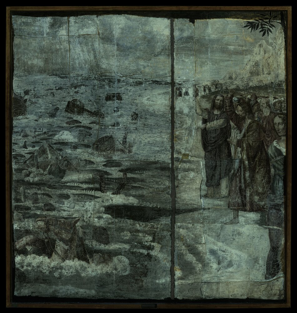 Milano, Pinacoteca di Brera, B. Luini, L'esercito egiziano sommerso dal mar Rosso, inv. 5525 - analisi UV