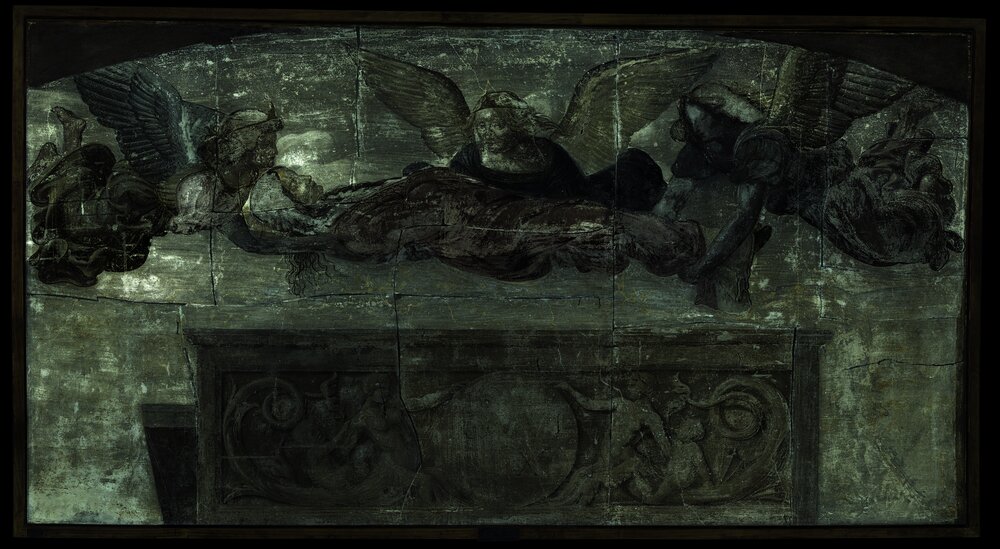 Milano, Pinacoteca di Brera, B. Luini, Il corpo di Santa Caterina d'Alessandria trasportato dagli angeli, inv. 50 - analisi UV