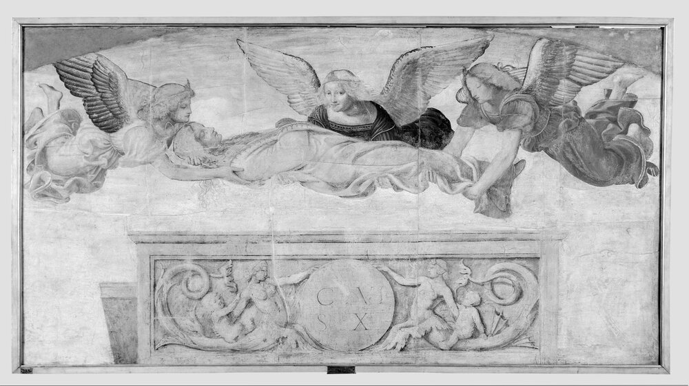 Milano, Pinacoteca di Brera, B. Luini, Il corpo di Santa Caterina d'Alessandria trasportato dagli angeli, inv. 50 - infrarosso IR (950 nm)