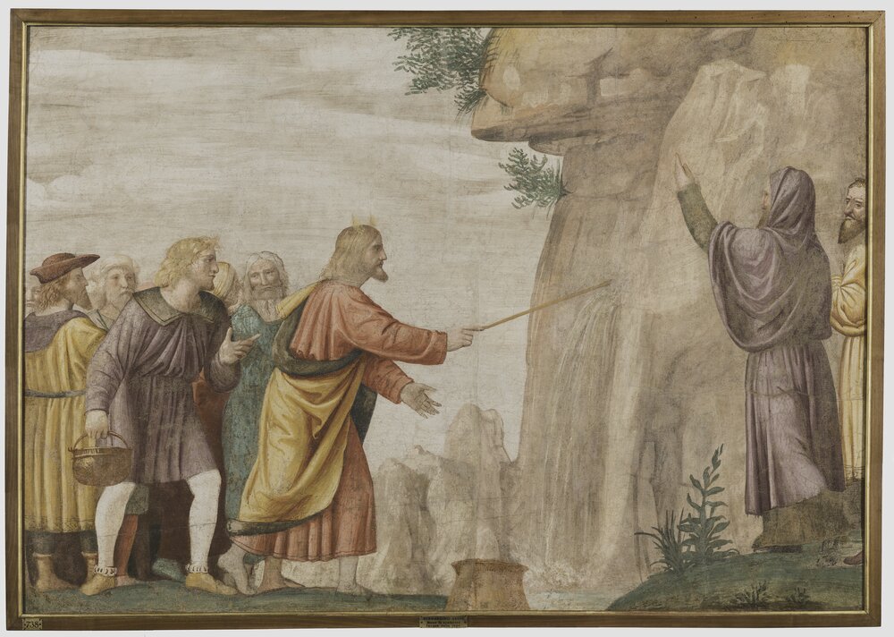 Milano, Pinacoteca di Brera, B. Luini, Mosè fa scaturire l'acqua dalla roccia, inv. 5527 - dopo il restauro