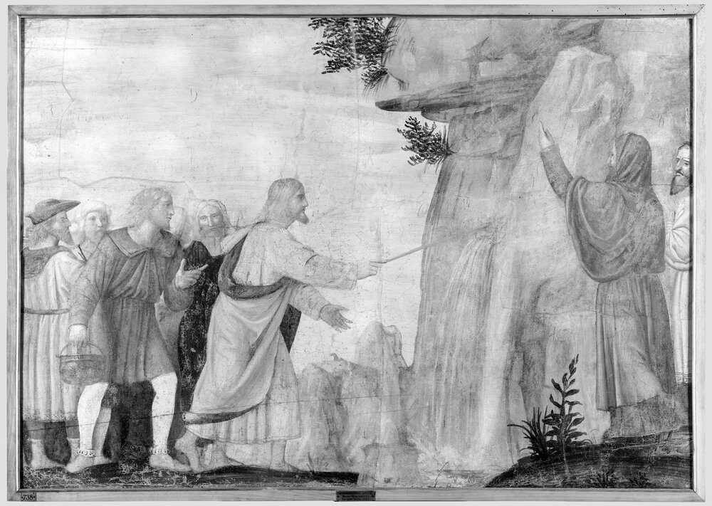 Milano, Pinacoteca di Brera, B. Luini, Mosè fa scaturire l'acqua dalla roccia, inv. 5527 - infrarosso IR (950 nm)