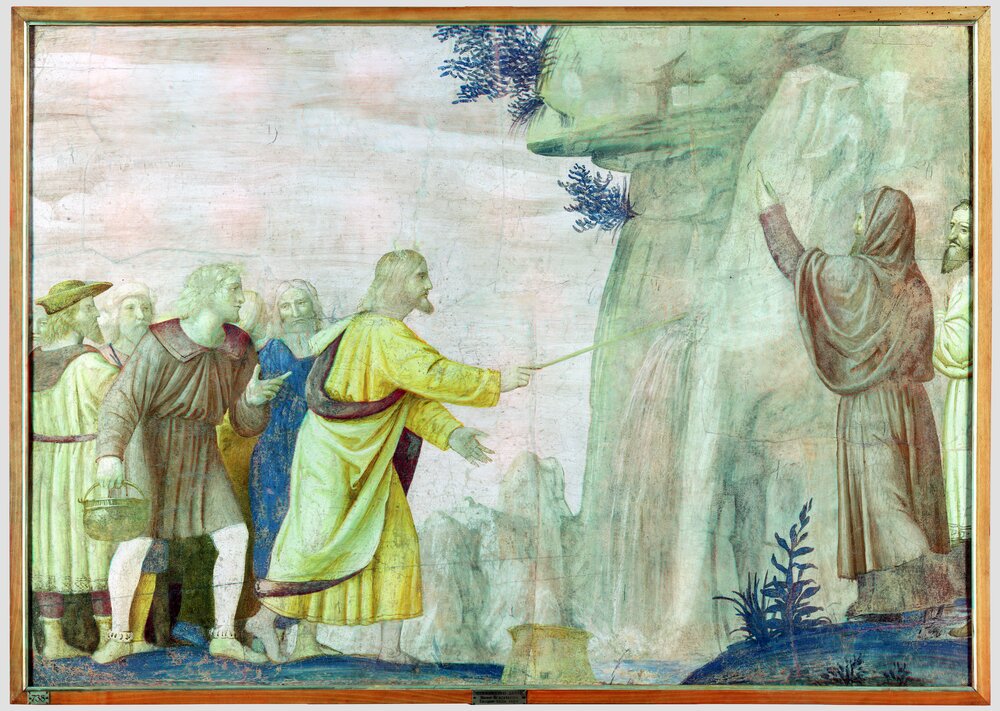 Milano, Pinacoteca di Brera, B. Luini, Mosè fa scaturire l'acqua dalla roccia, inv. 5527 - infrarosso in falso colore (950 nm)