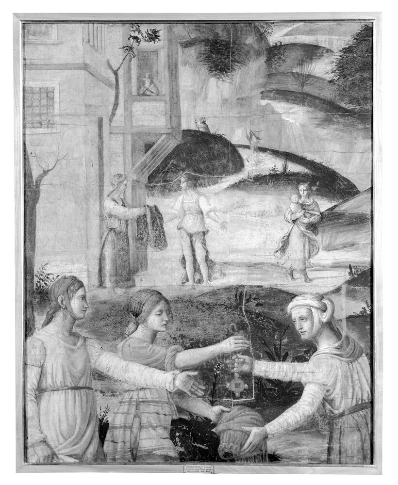 Milano, Pinacoteca di Brera, B. Luini, I doni degli egiziani agli ebrei, inv. 5523 - infrarosso IR (950 nm)