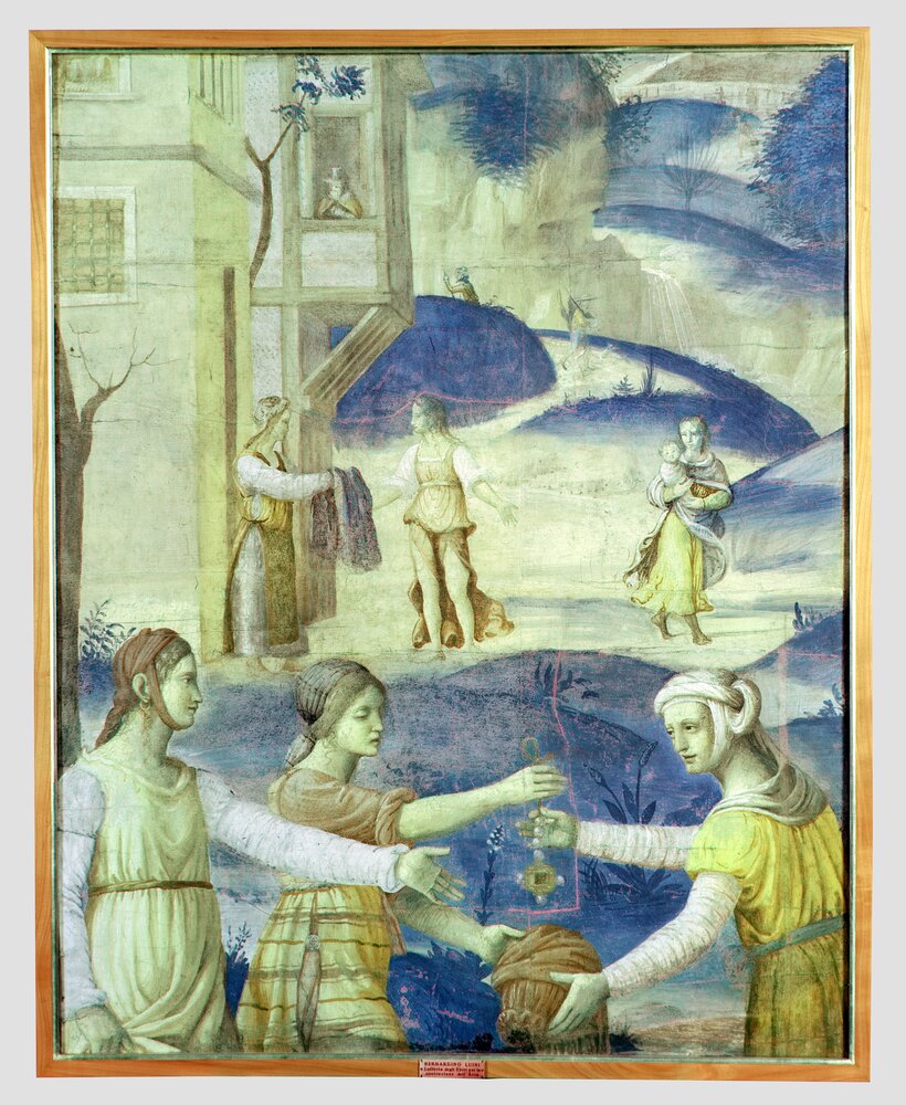 Milano, Pinacoteca di Brera, B. Luini, I doni degli egiziani agli ebrei, inv. 5523 - infrarosso in falso colore (950 nm)