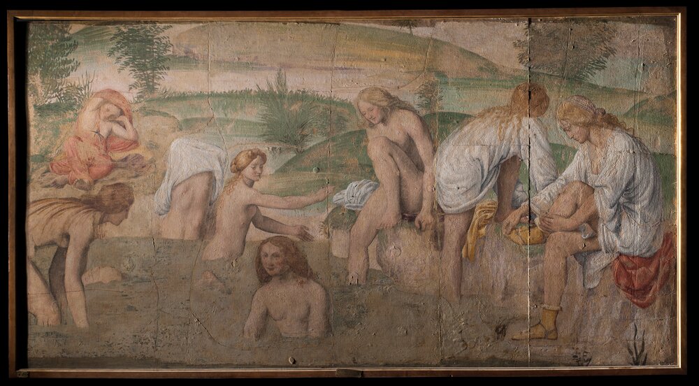 Milano, Pinacoteca di Brera, B. Luini, Fanciulle al bagno, inv. 5529, cat. 137a - luce radente, prima del restauro