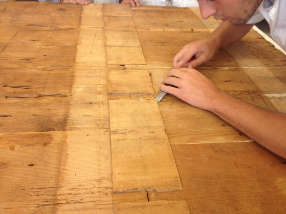 Milano, Pinacoteca di Brera, B. Luini, Fanciulle al bagno, inv. 5529, cat. 137a - durante il restauro