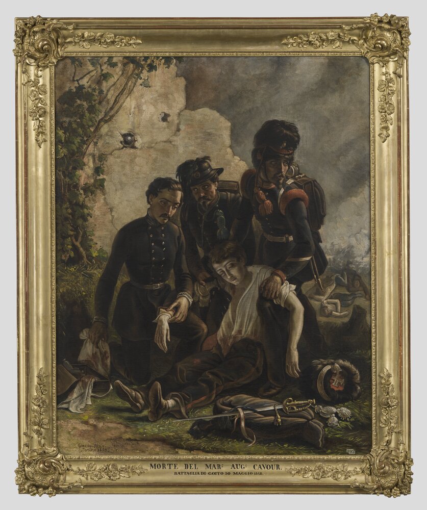 Santena, Castello Cavour, Cornice del dipinto raffigurante la Morte di Augusto Cavour, inv. II/285 - dopo il restauro