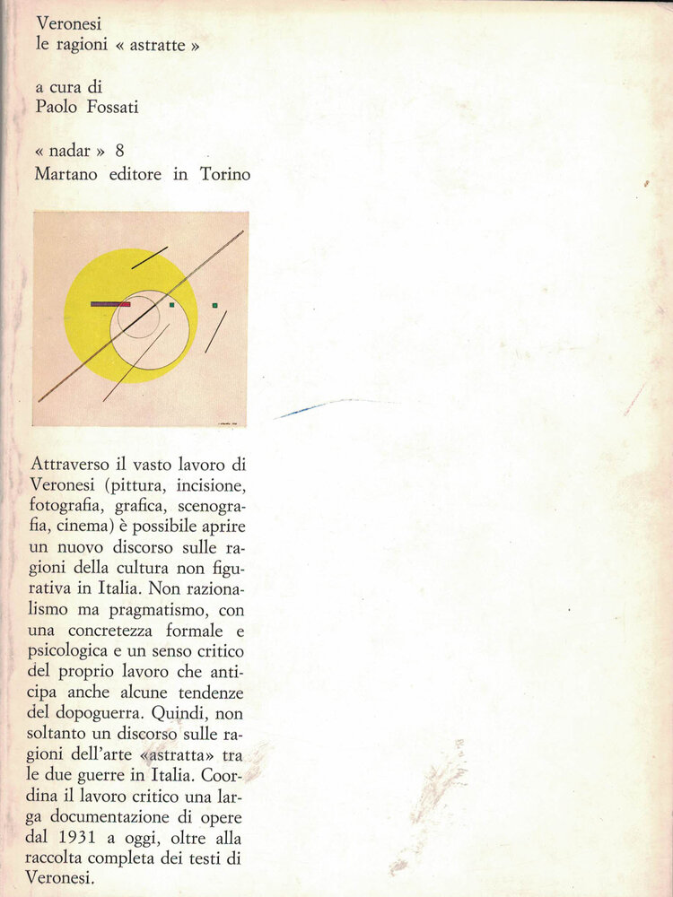 1968, maggio - giugno
Mostra di LUIGI VERONESI alla Galleria Martano.
Copertina del volume 