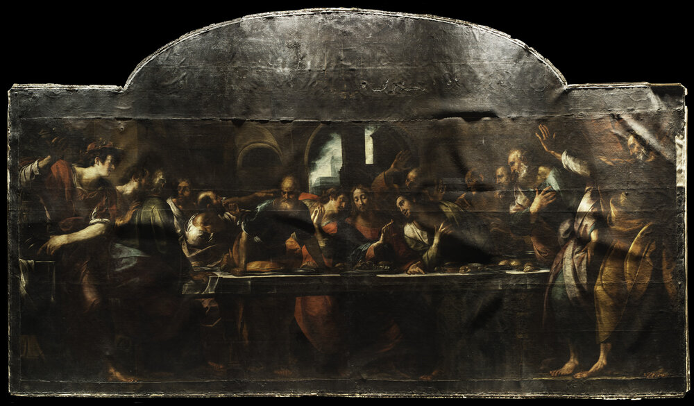 Genova, Basilica della Santissima Annunziata del Vastato, G. C. Procaccini, Ultima Cena - in luce radente prima del restauro