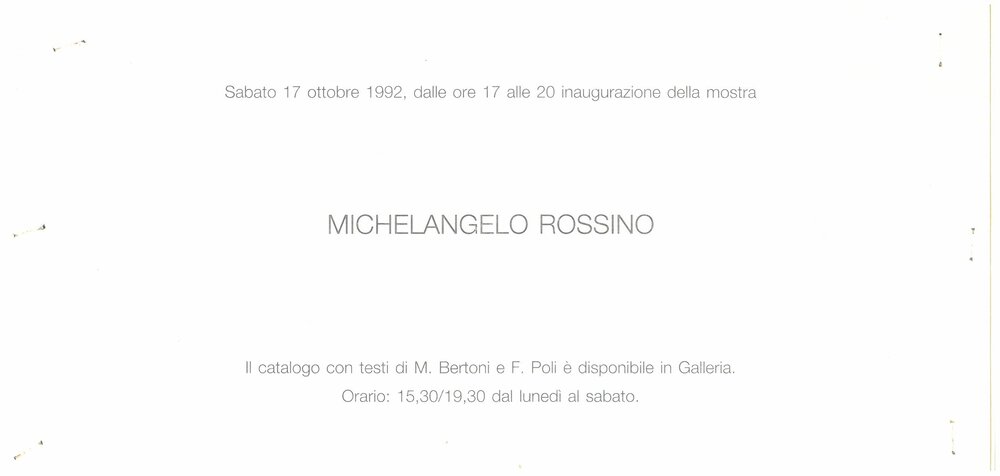 Michelangelo Rossino. Ottobre 1992