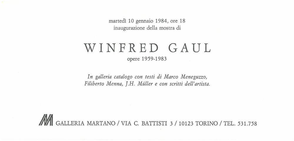 Winfred Gaul. Gennaio - Febbraio 1984