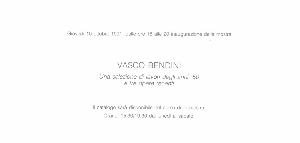 Vasco Bendini. Ottobre 1991