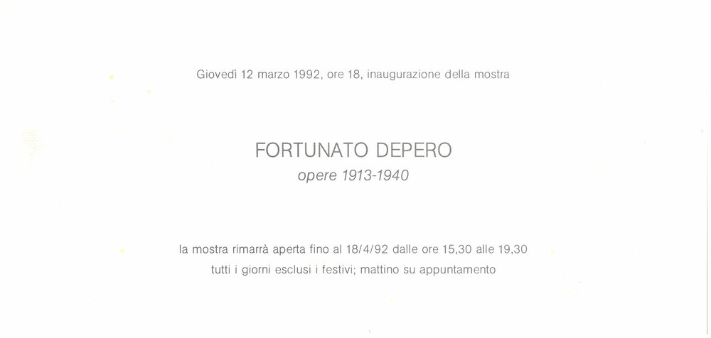 Fortunato Depero. Marzo - Aprile 1992