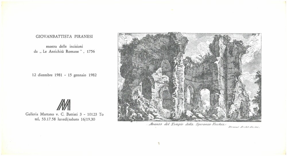 Giovanbattista Piranesi. Dicembre 1981 - Gennaio 1982