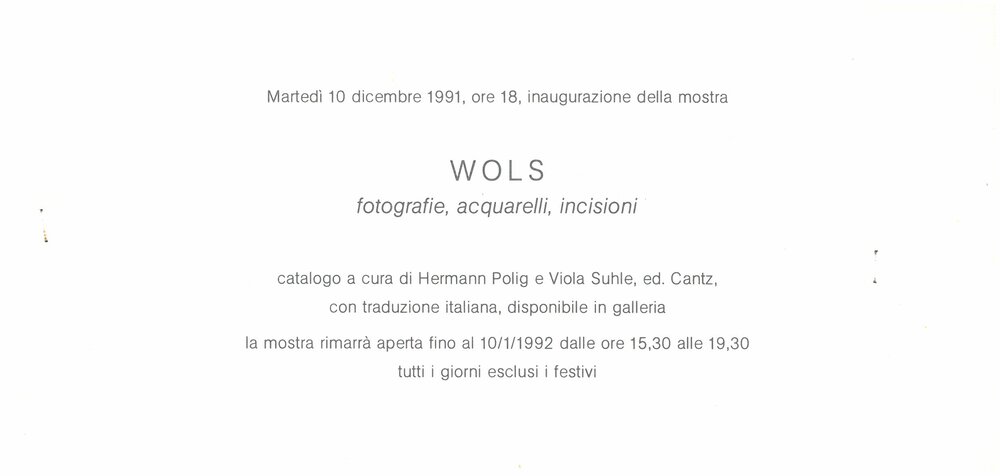 Wols. Dicembre 1991
