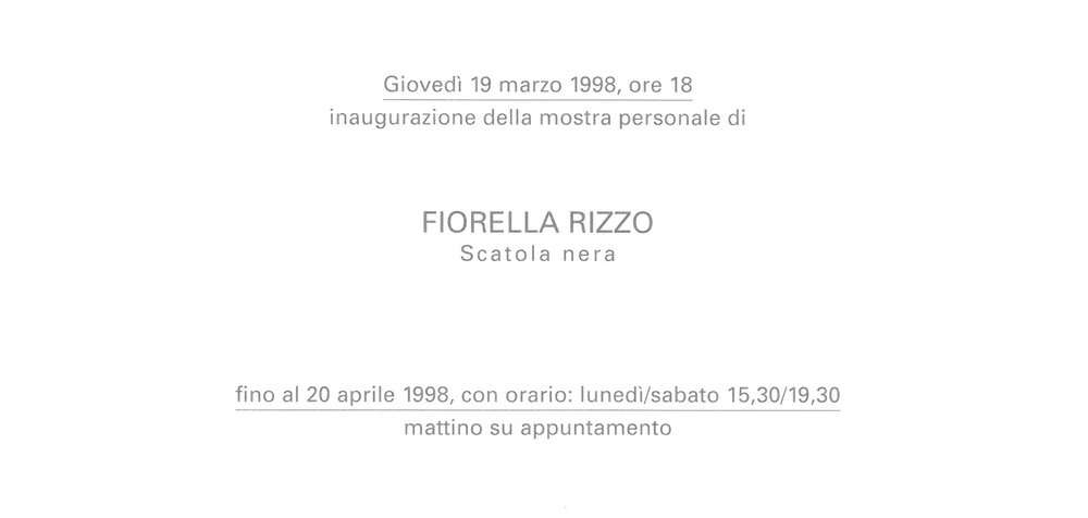 Fiorella Rizzo. March - April 1998