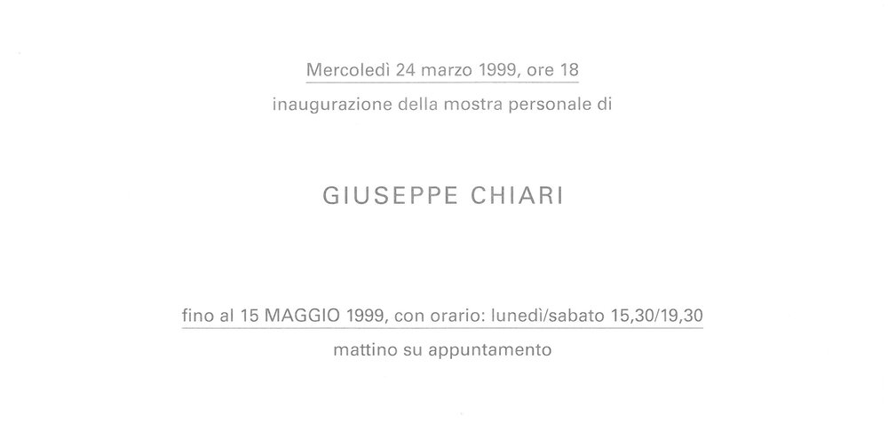 Giuseppe Chiari. March - May 1999