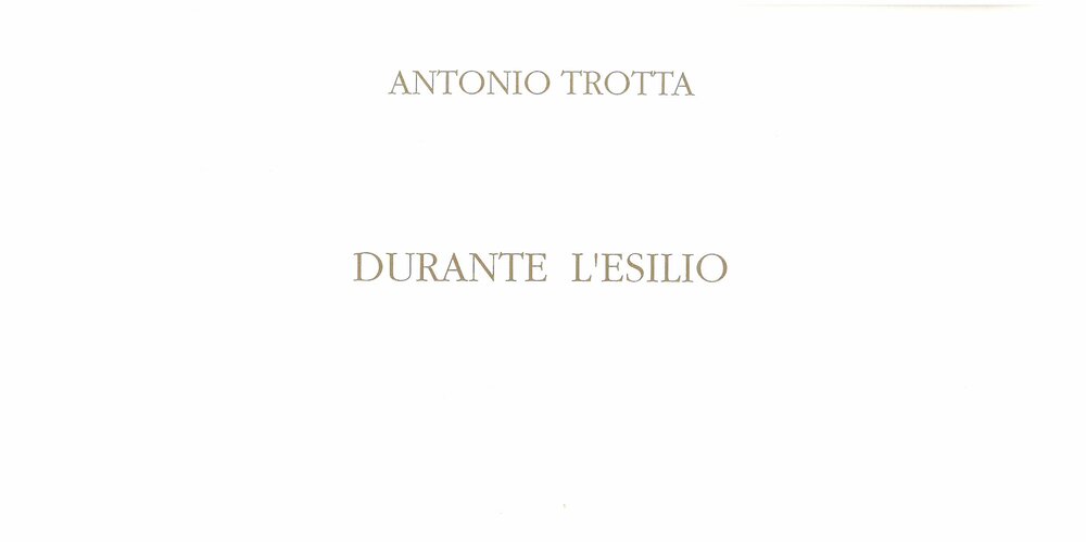 1994, 14 January – 28 FebruaryANTONIO TROTTA / During exile (set up as part of the project 