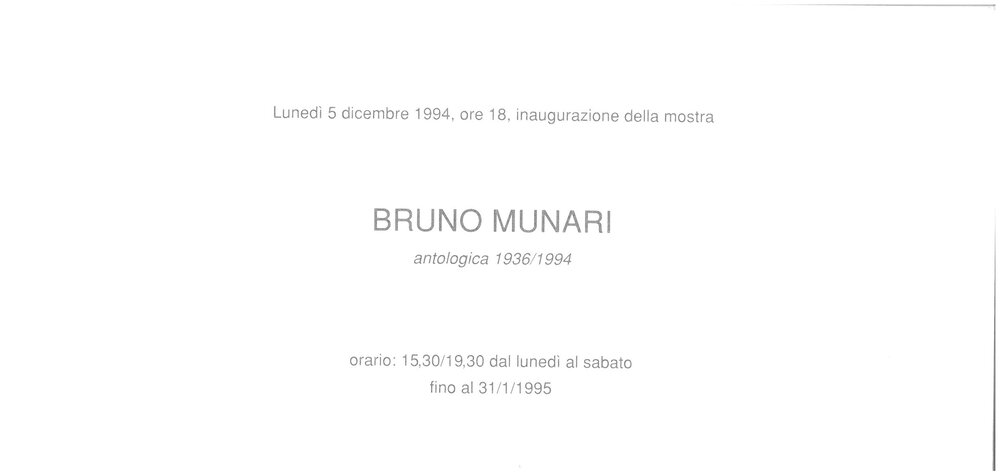 Bruno Munari. December 1994 - January 1995