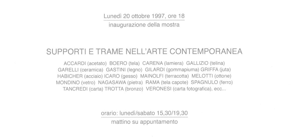 Supports and textures in contemporary art. October - December 1997
