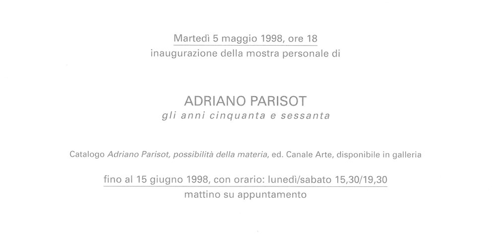 Adriano Parisot. May - June 1998