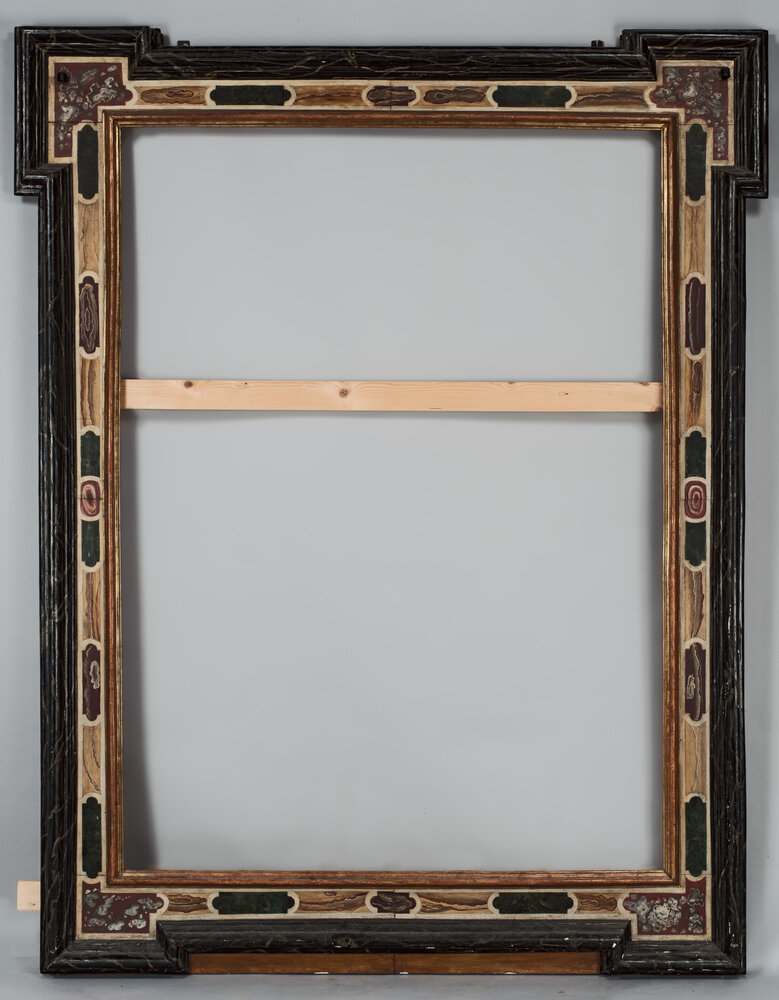 Paderno d'Adda, Parish Church of Santa Maria Assunta, G. A. Della Torre, Pietà tra i santi Ambrogio e Girolamo, Reg. Cron. 7841, frame - before restoration