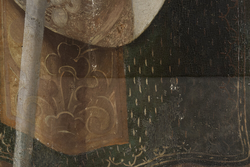 Paderno d'Adda, Parish Church of Santa Maria Assunta, G. A. Della Torre, Pietà tra i santi Ambrogio e Girolamo, Reg. Cron. 7841 - during the restoration