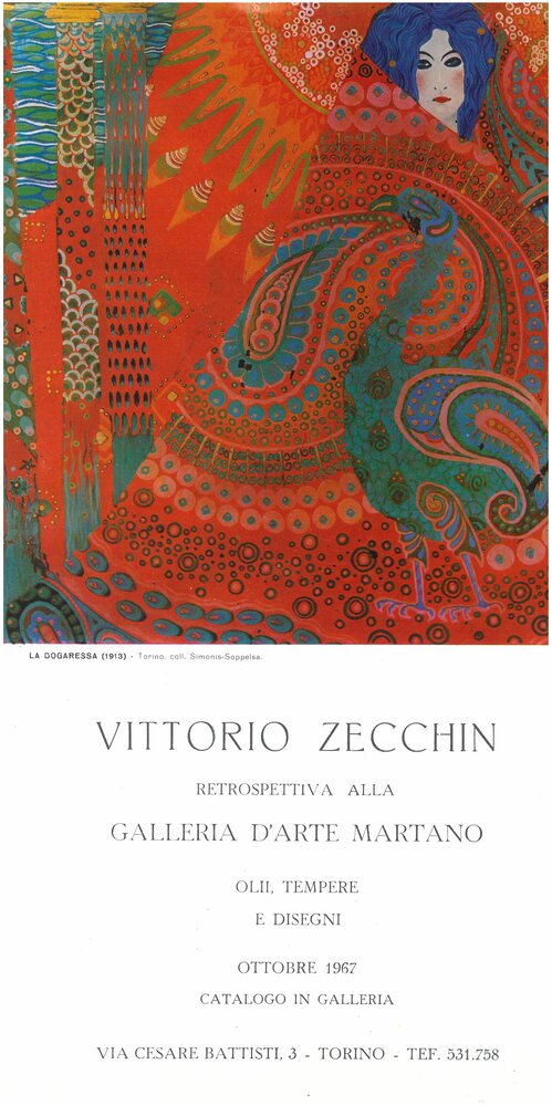 1967,
VITTORIO ZECCHIN
Mostra alla Galleria Martano.
Invito