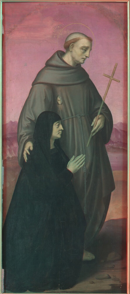 Milano, Pinacoteca di Brera, M. d'Oggiono, San Francesco e Bona Bevilacqua Trivulzio (o Antonia Pallavicini) - IR in falso colore (1150 nm)