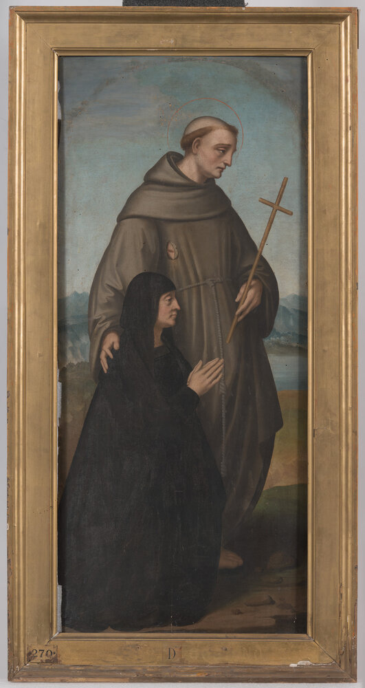 Milano, Pinacoteca di Brera, M. d'Oggiono, San Francesco e Bona Bevilacqua Trivulzio (o Antonia Pallavicini) - prima del restauro