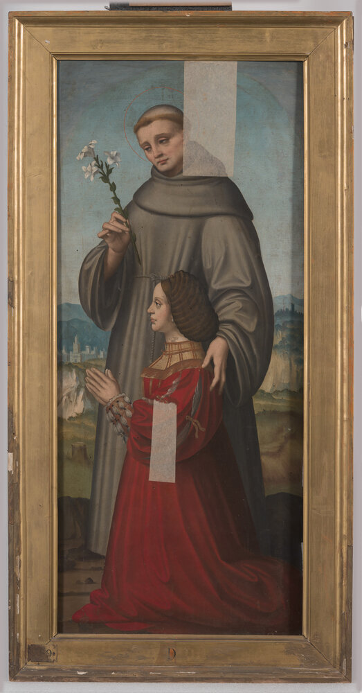 Milano, Pinacoteca di Brera, M. d'Oggiono,  Sant’Antonio da Padova e Giulia Trivulzio (o Lucia Bevilacqua) - prima del restauro