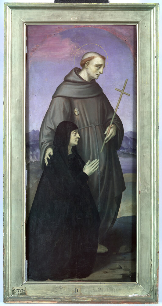 Milano, Pinacoteca di Brera, M. d'Oggiono, San Francesco e Bona Bevilacqua Trivulzio (o Antonia Pallavicini) - IR in falso colore (950 nm)