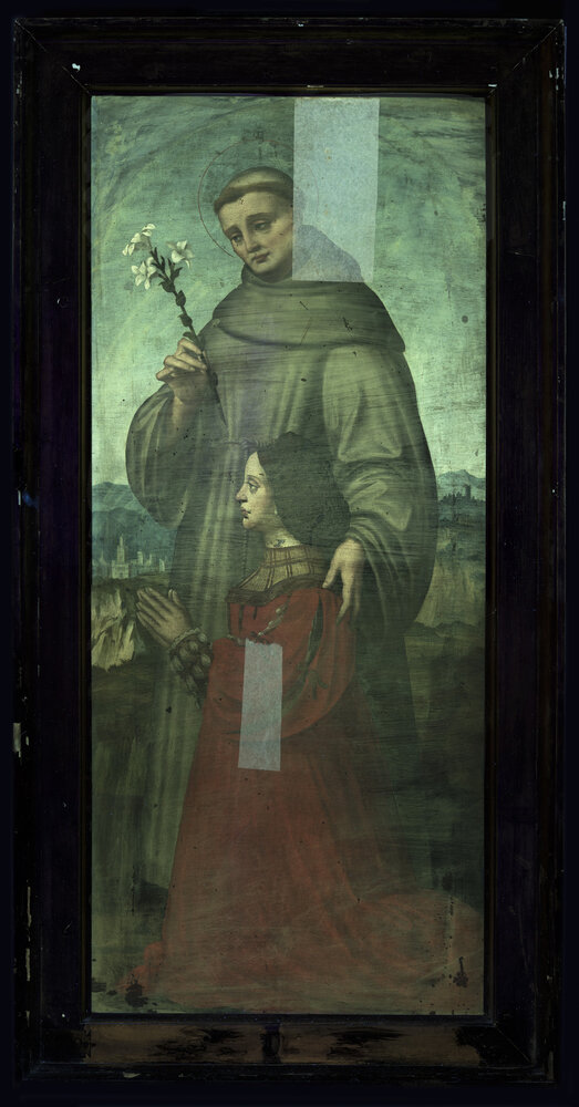 Milano, Pinacoteca di Brera, Sant’Antonio da Padova e Giulia Trivulzio (o Lucia Bevilacqua) - analisi UV prima del restauro