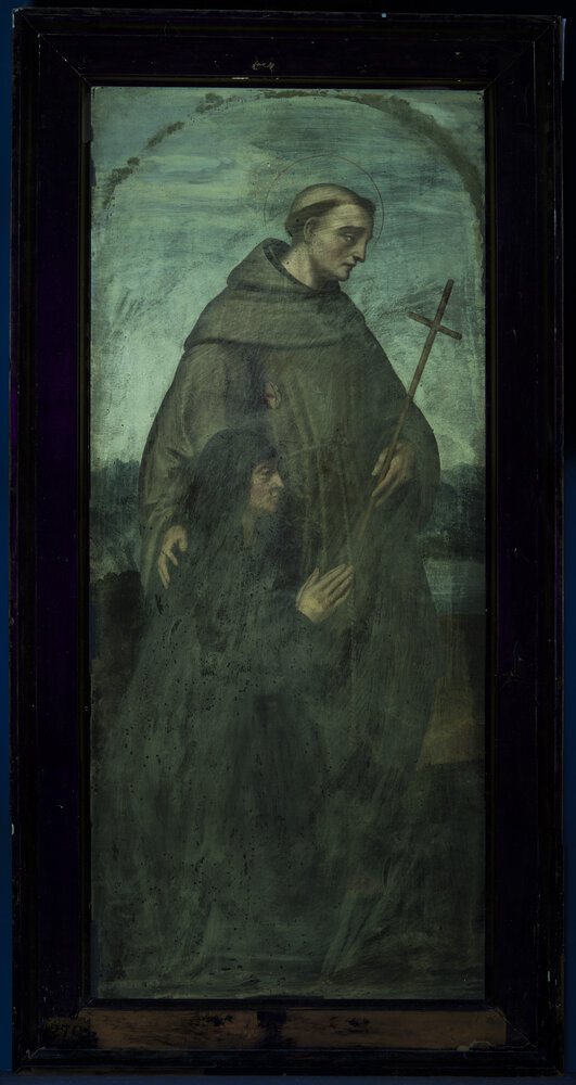 Milano, Pinacoteca di Brera, M. d'Oggiono, San Francesco e Bona Bevilacqua Trivulzio (o Antonia Pallavicini) - analisi UV