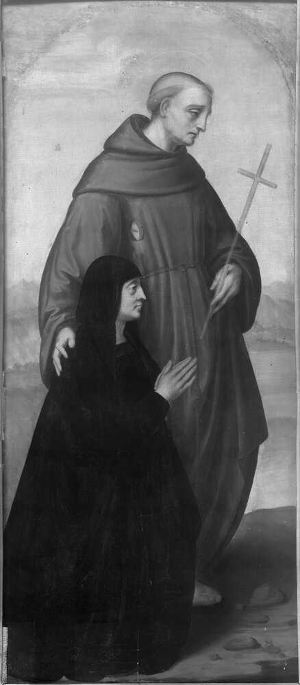Milano, Pinacoteca di Brera, M. d'Oggiono, San Francesco e Bona Bevilacqua Trivulzio (o Antonia Pallavicini) - analisi IR (1150 nm)