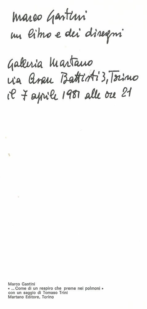 Marco Gastini. Aprile - Maggio 1981