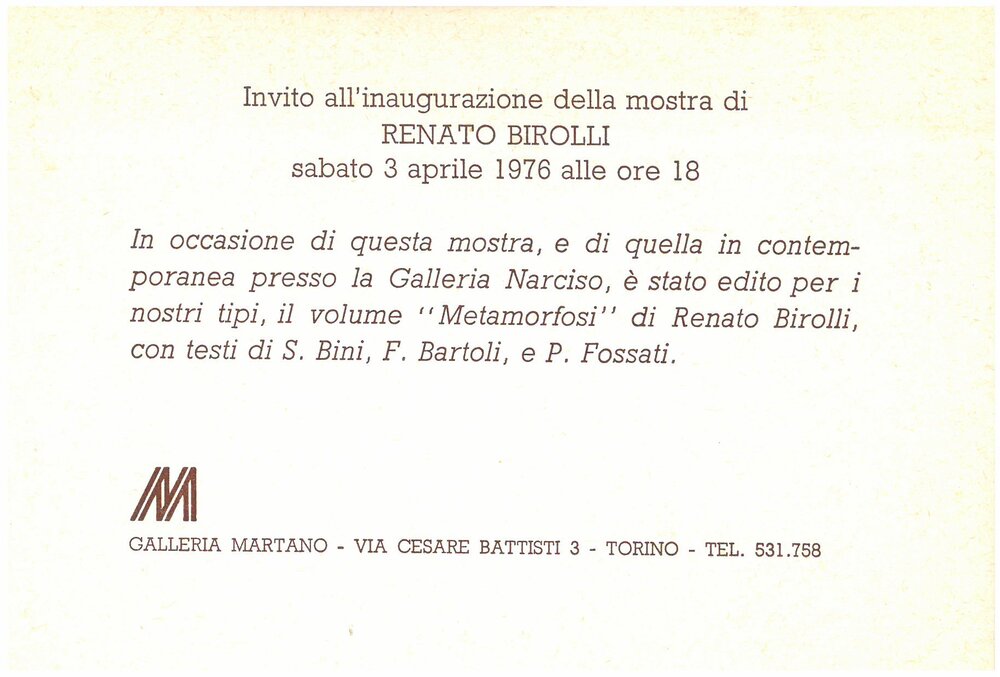 Renato Birolli. Aprile 1976