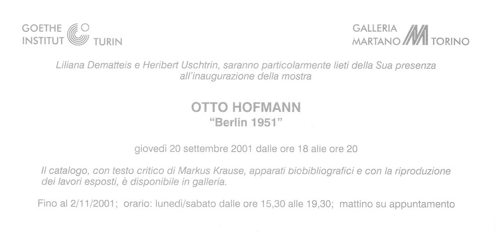 Otto Hofmann. September - November 2001