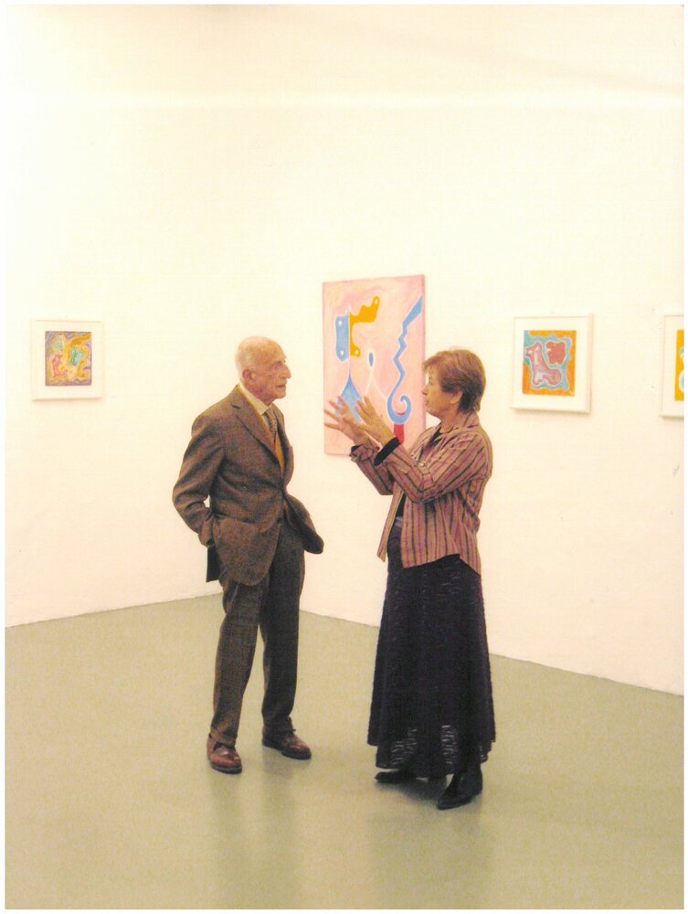 2006, 18 October – 2007 , 31 JanuaryGillo DORFLES / “Two phases and an interval”Image of the opening of the exhibition.photo, Gillo Dorfles with Liliana Dematteis.Colour print. Dimensions cm 20x15