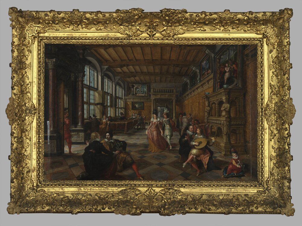 21mc031-TA-2008_Turin, Galleria Sabauda, F. Francken II, P. V. de Vries, Dance party in a Flemish hall, inv. 309, cat. 205