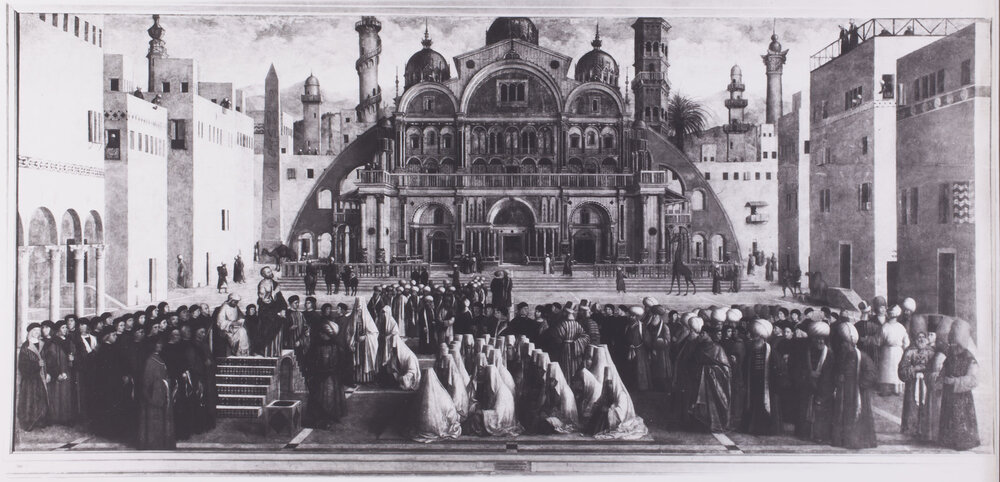 Milano, Pinacoteca di Brera, Giovanni e Gentile Bellini, La predica di S. Marco in Alessandria d’Egitto, Dipinto su tela