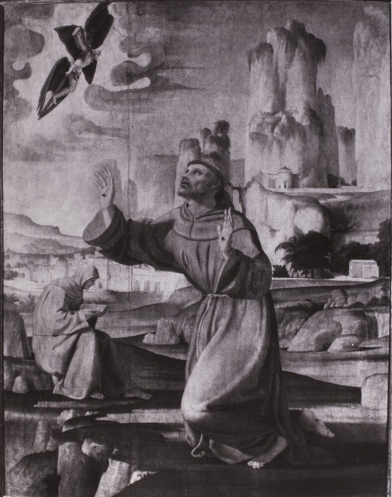 Torino, Galleria Sabauda, Pseudo Bramantino, S. Francesco riceve le stimmate, Dipinto su tavola