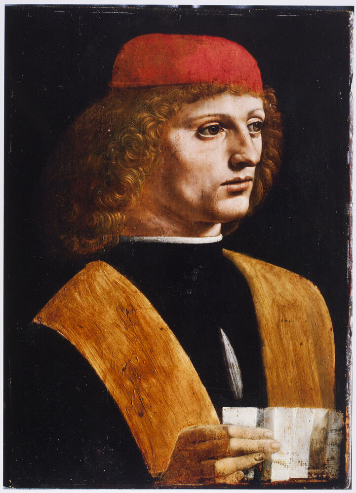 Milano, Pinacoteca Ambrosiana, Leonardo da Vinci, Ritratto di musico, Dipinto su tavola