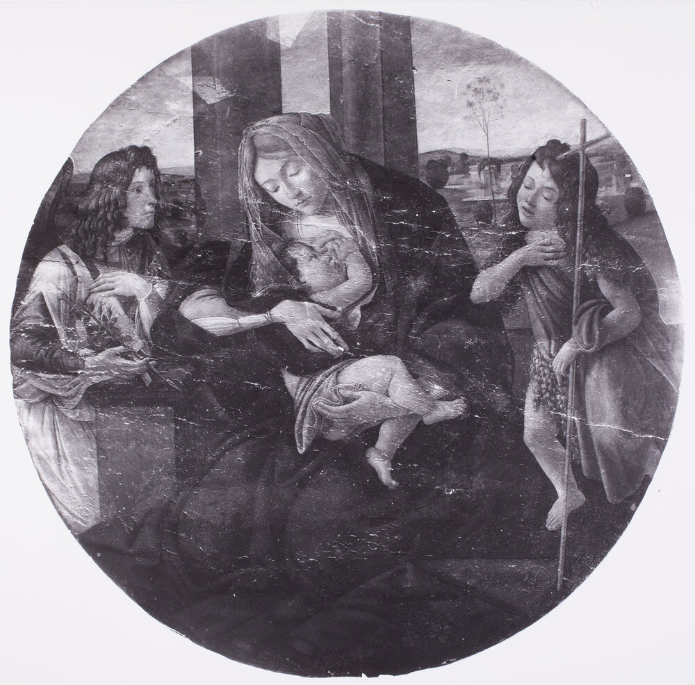 Torino, Galleria Sabauda, Sandro Botticelli (e allievi), Madonna con Bambino, Angelo e San Giovannino, Dipinto su tavola